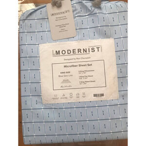 Modernist KING Size Sheet Set Sheet Set Light Blue NWT